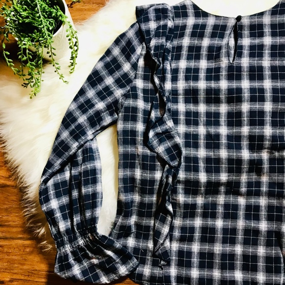 Love Notes Plaid Ruffle Flannel Blouse M - Picture 7 of 8